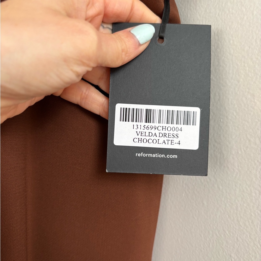 NWT Reformation Velda Dress in Chocolate - Picture 6 of 6